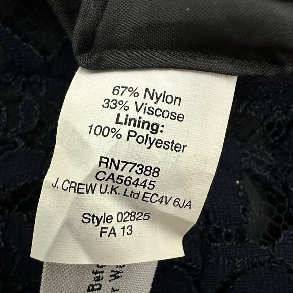 J‎ Crew Women Skirt 8 Blue Lace Black Lined A Line Mini Classic Dark Feminine - Picture 10 of 11